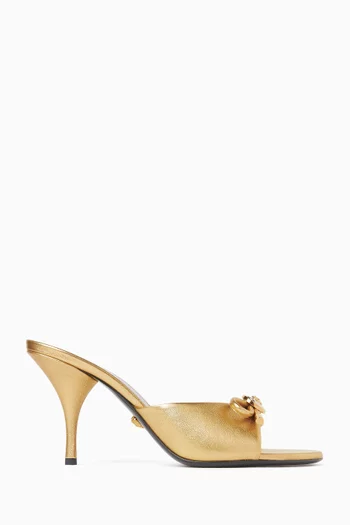 Opera 85 Bow Mules in Metallic Leather