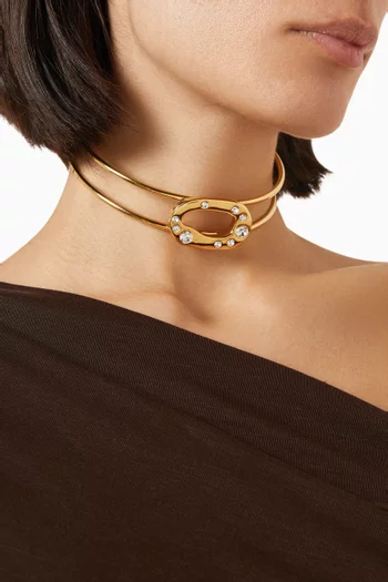 Zeynah Crystal Choker in Brass