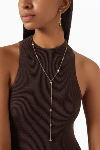 Heritage Pearl Charm Y Necklace in Gold-plated Brass