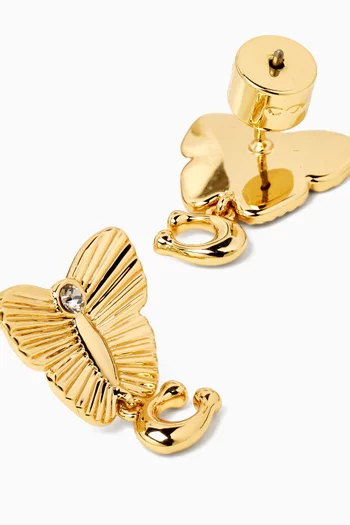 Butterfly C Drop Earrings in Gold-plated Brass