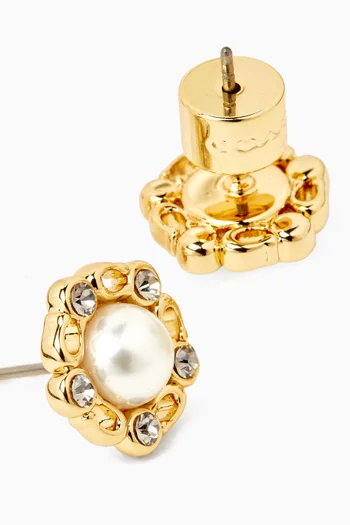 Heritage Pearl Stud Earrings in Gold-plated Brass