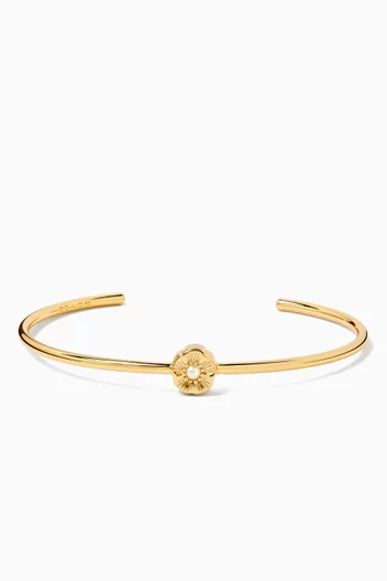 Tea Rose Thin Cuff Bracelet in Gold-plated Brass