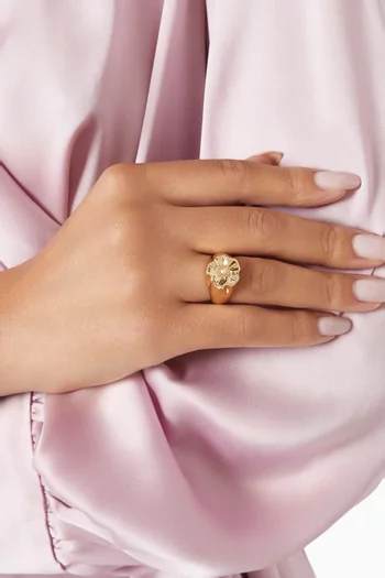 Tea Rose Cocktail Ring in Gold-plated Brass