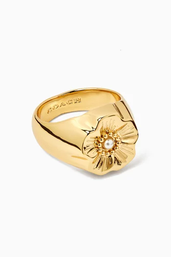 Tea Rose Cocktail Ring in Gold-plated Brass