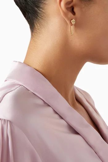 Tea Rose Chain Stud Earrings in Gold-plated Brass