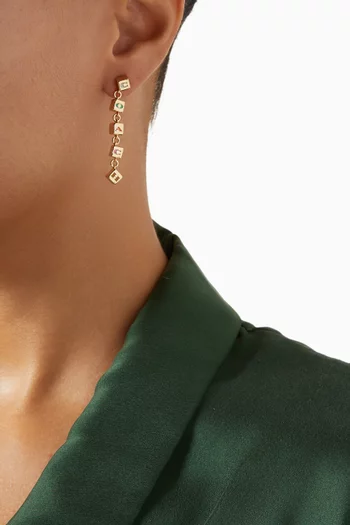 Logo Cube Drop Earrings in Gold-plated Brass