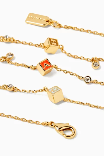 Logo Cube Station Necklace in Gold-plated Brass