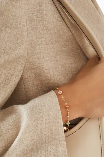 Logo Cube Bracelet in Gold-plated Brass