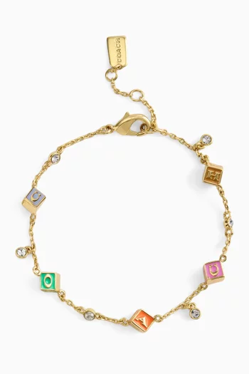 Logo Cube Bracelet in Gold-plated Brass
