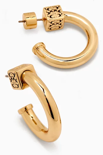 Logo Cube Chunky Hoop Earrings in Gold-plated Brass