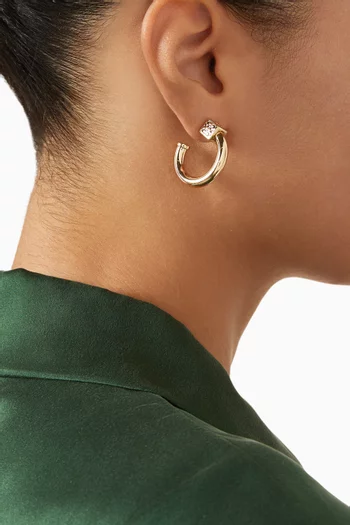 Logo Cube Chunky Hoop Earrings in Gold-plated Brass