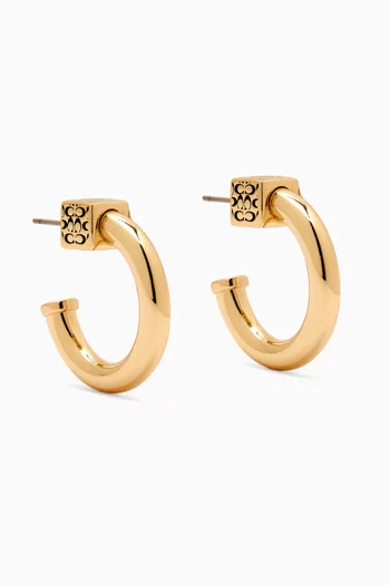 Logo Cube Chunky Hoop Earrings in Gold-plated Brass
