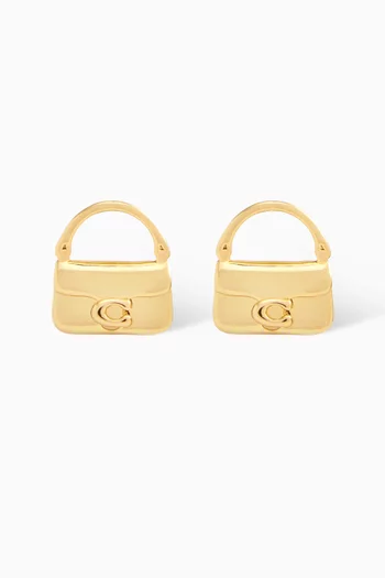 Tabby Bag Stud Earrings in Gold-plated Brass