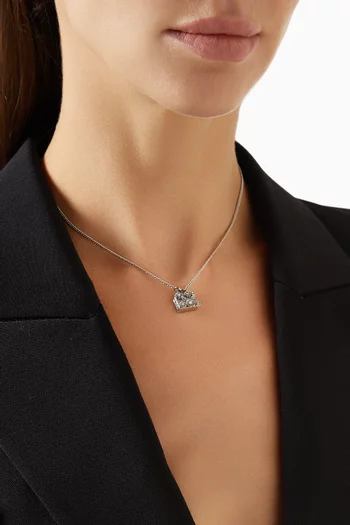 Tea Rose Bag Short Pendant Necklace in Silver-plated Brass