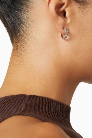 Tea Rose Huggie Earrings in Silver-plated Brass