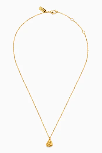 Quilted Heart Short Pendant Necklace in Gold-plated Brass