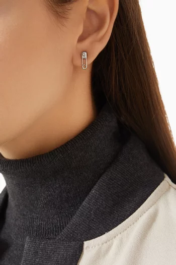 Safety Pin Stud Earrings in Silver-plated Brass