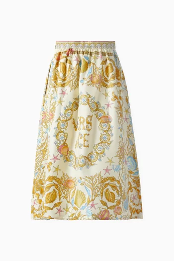 Underwater Barocco Skirt in Silk Twill
