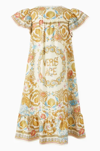 Underwater Barocco Ruffled Dress in Silk