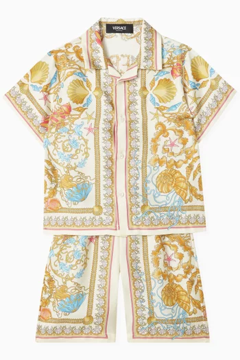 Underwater Barocco-print Shirt in Silk-twill