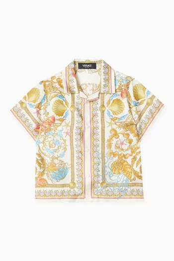 Underwater Barocco-print Shirt in Silk-twill
