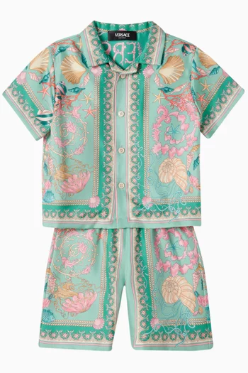 Underwater Barocco-print Shirt in Silk-twill