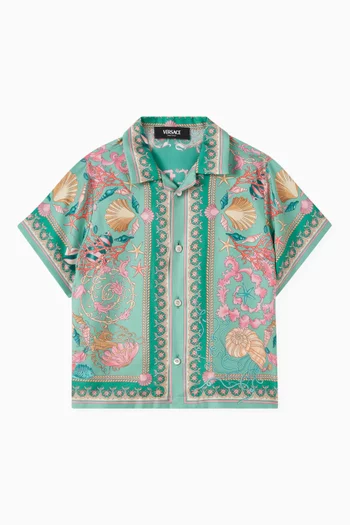 Underwater Barocco-print Shirt in Silk-twill