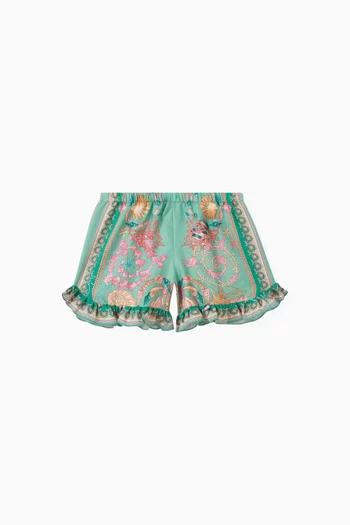 Underwater Barocco-print Shorts in Silk-twill