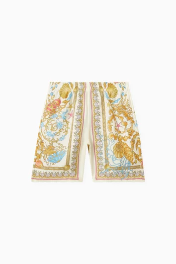 Underwater Barocco-print Shorts in Silk-twill