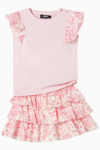 Underwater Barocco Ruffled Skirt in Cotton