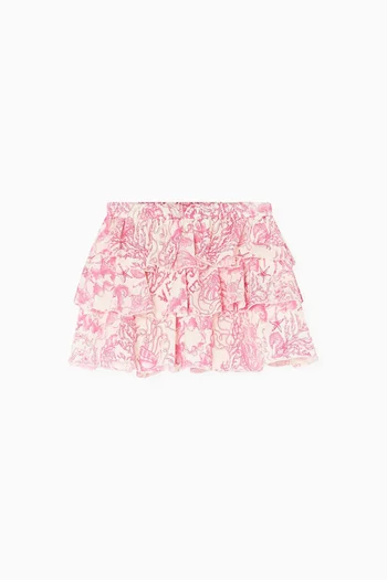 Underwater Barocco Ruffled Skirt in Cotton