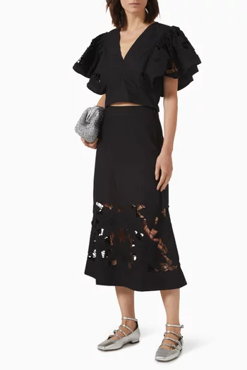 Talia Cutwork Crop Top in Poplin