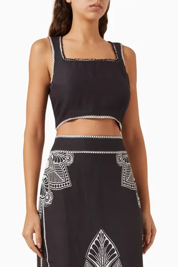 Soleil Cropped Top in Linen-blend