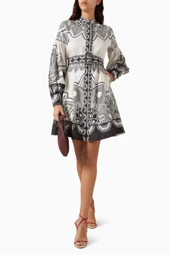 Sophia Belted Dress in Cotton-satin