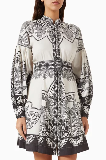 Sophia Belted Dress in Cotton-satin