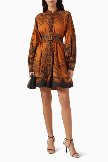 Sophia Belted Dress in Cotton-satin