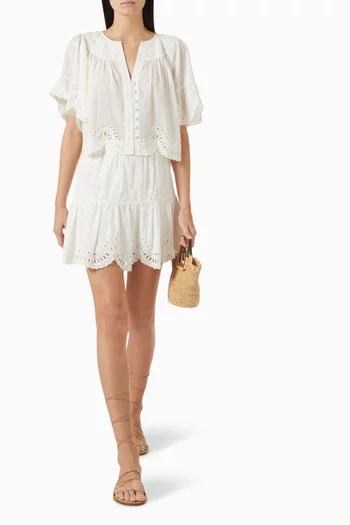 Aya Embroidered Mini Skirt in Cotton Blend