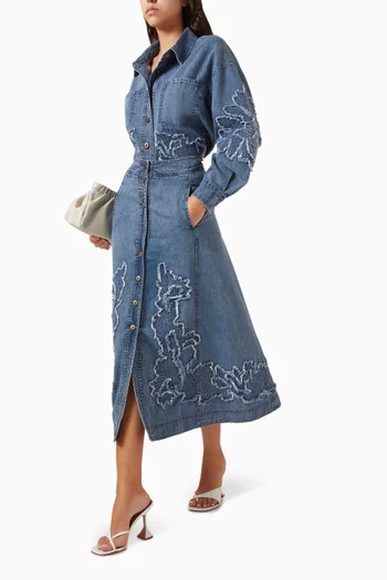 Livia Midi Skirt in Cotton-denim