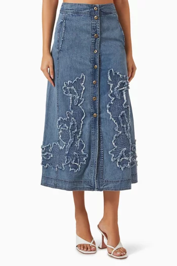 Livia Midi Skirt in Cotton-denim