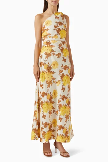Sola One-shoulder Maxi Dress in Linen