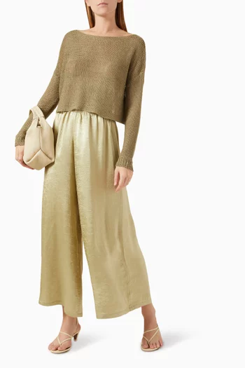 Palazzo Pants in Textured Satin