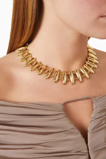 قلادة ميلان بحلي على شكل خرز نحاس مطلي بلون ذهبي