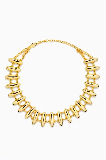 قلادة ميلان بحلي على شكل خرز نحاس مطلي بلون ذهبي