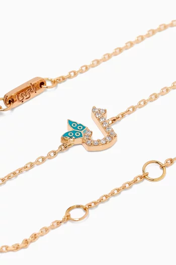 Tiny Bling Arabic Letter "Laam" Diamond Bracelet in 18kt Gold