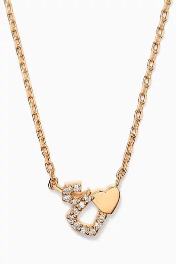 Tiny Bling Arabic Letter "Ein" Diamond Necklace in 18kt Gold