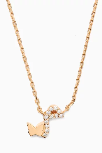 Tiny Bling Arabic Letter "Meem" Diamond Necklace in 18kt Gold