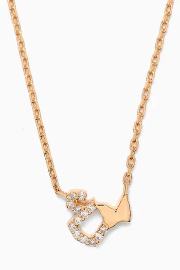 Tiny Bling Arabic Letter "Ein" Diamond Necklace in 18kt Gold