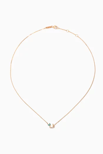 Tiny Bling Arabic Letter "Faa" Diamond Necklace in 18kt Gold