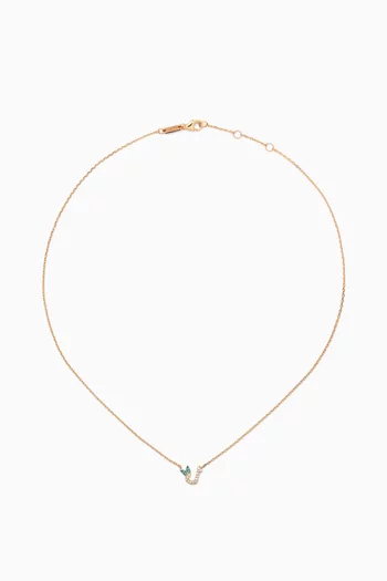 Tiny Bling Arabic Letter "Laam" Diamond Necklace in 18kt Gold