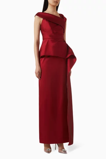 Asymmetric Peplum Dress in Silk